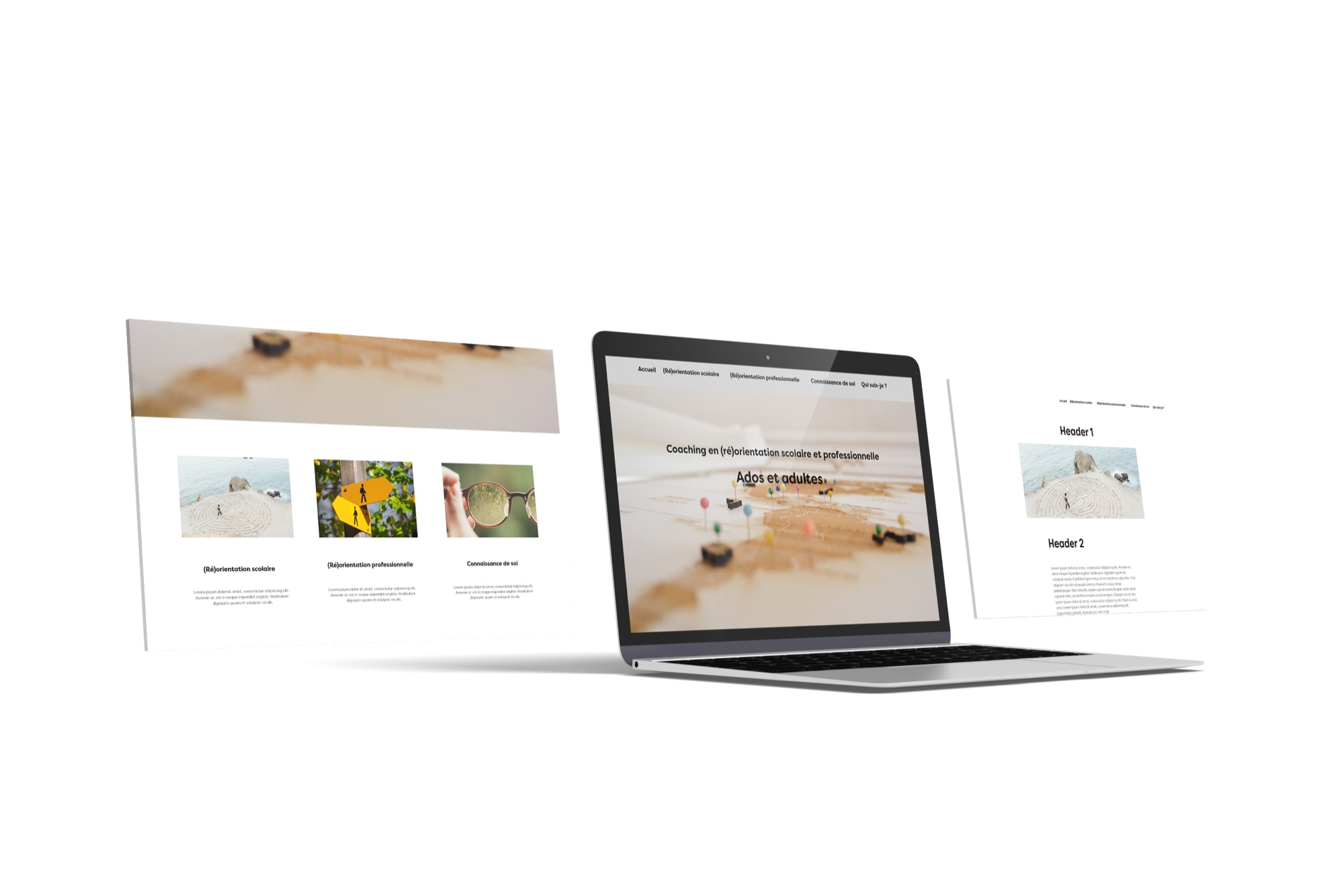 First version of the website on three screens