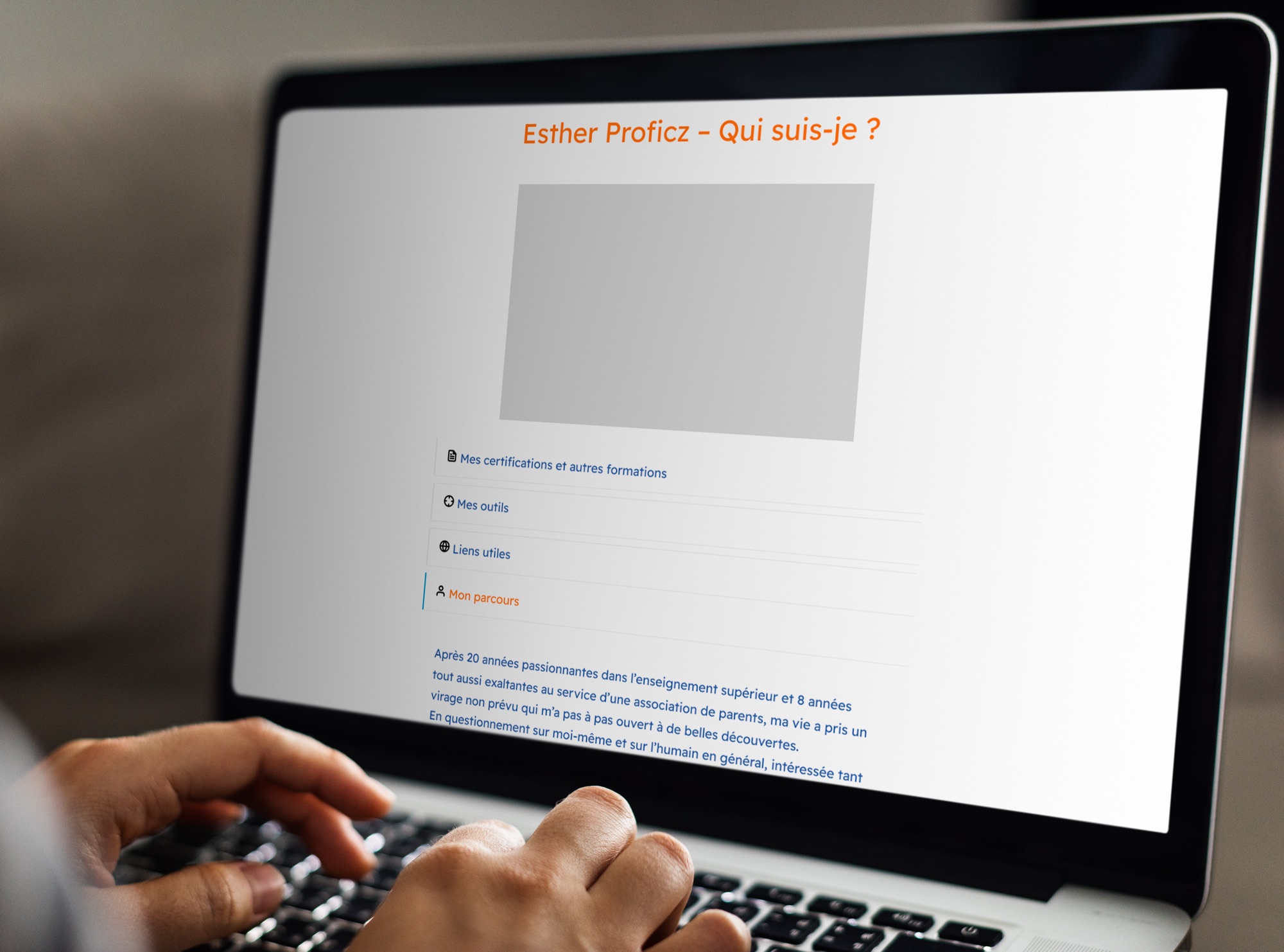 About section with accordion for certifications, tools and background
