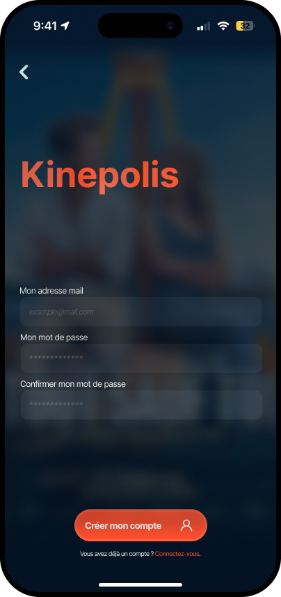 Account creation screen