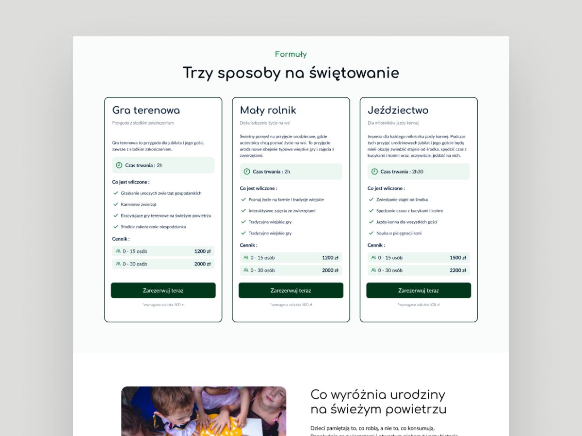PGR Bródno Birthday activity page mockup