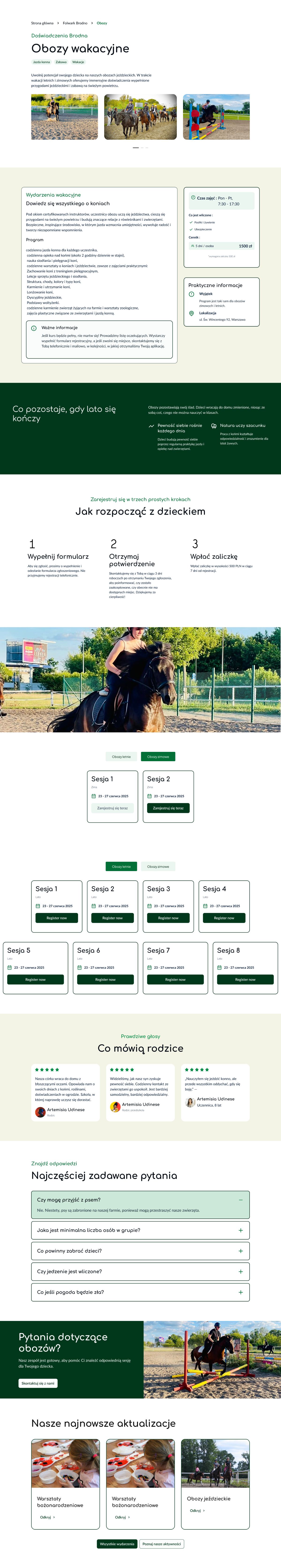 PGR Bródno Holiday camps page
